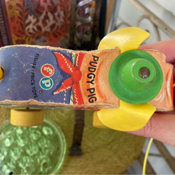 Vintage 1962 Pudgy Pig Fisher Price Pull Toy - Picture 6 of 10